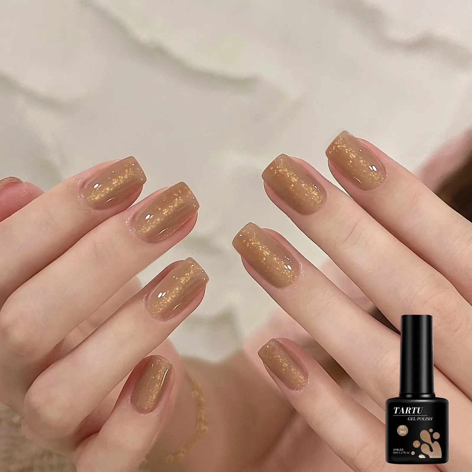 Esmalte de uñas en gel con purpurina, 8 ml Soak Off LED/UV, esmalte de uñas en gel, duradero y de secado rápido, para manicura de salón en casa