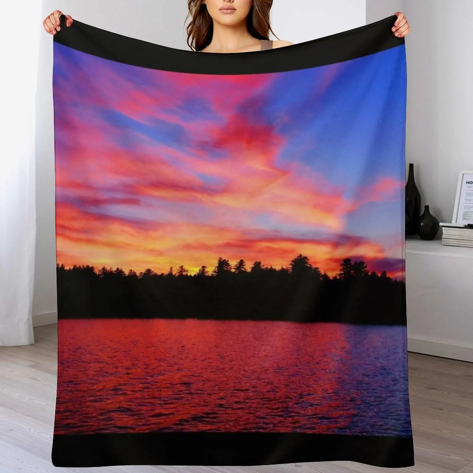 

Lake Sunset Throw Blanket Fashion Sofas warm for winter Blankets