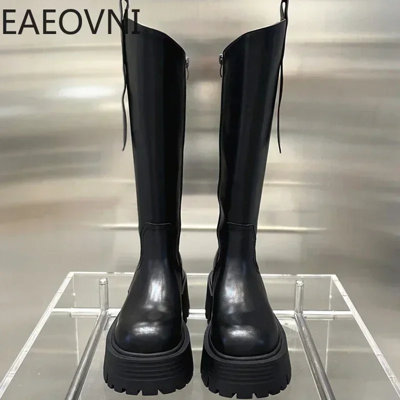 Winter Women Long Knight Boot Fashion Back Zippers Ladies Knee-High Boots Shoes Female Elegant Platform Thick Bottom Footwear