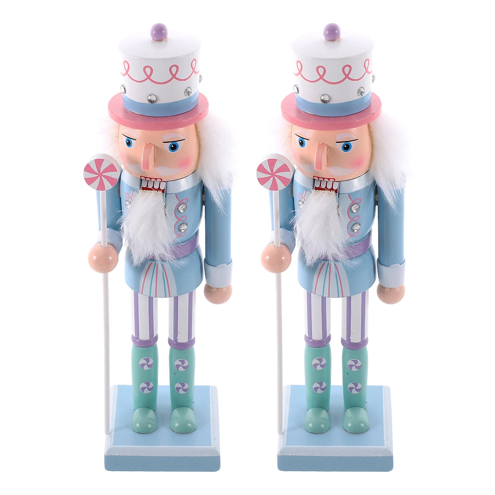 

2Pcs Wooden Nutcracker Soldier Statue 25Cm Light Candy Tone Handcrafted Christmas Decoration for Home Festival Centerpiece