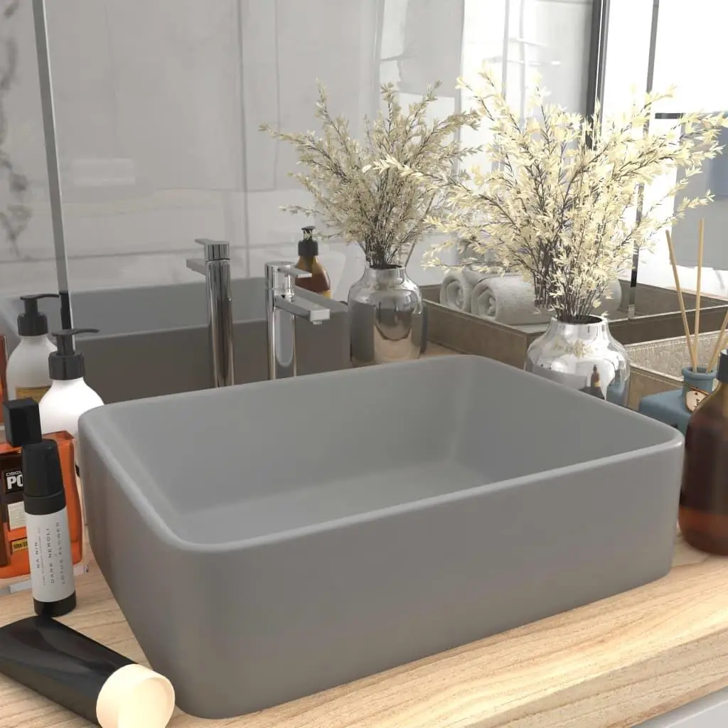 

Modern Luxury Ceramic Wash Basin Matt Light Grey 16.1x11.8x4.7