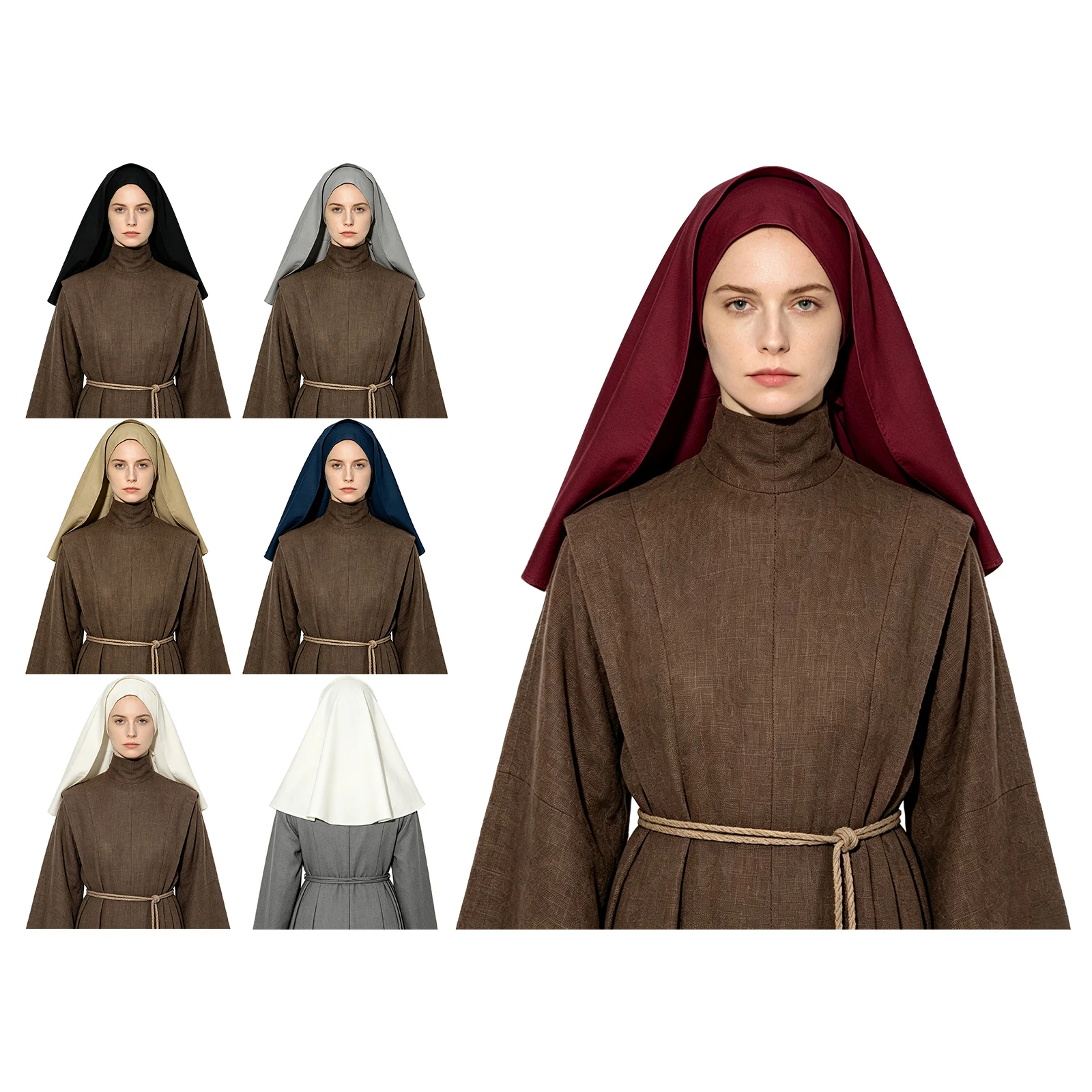 Women Adjustable Medieval Coif Headpiece Renaissance Headscarf Costume Accessories for Daily Wear