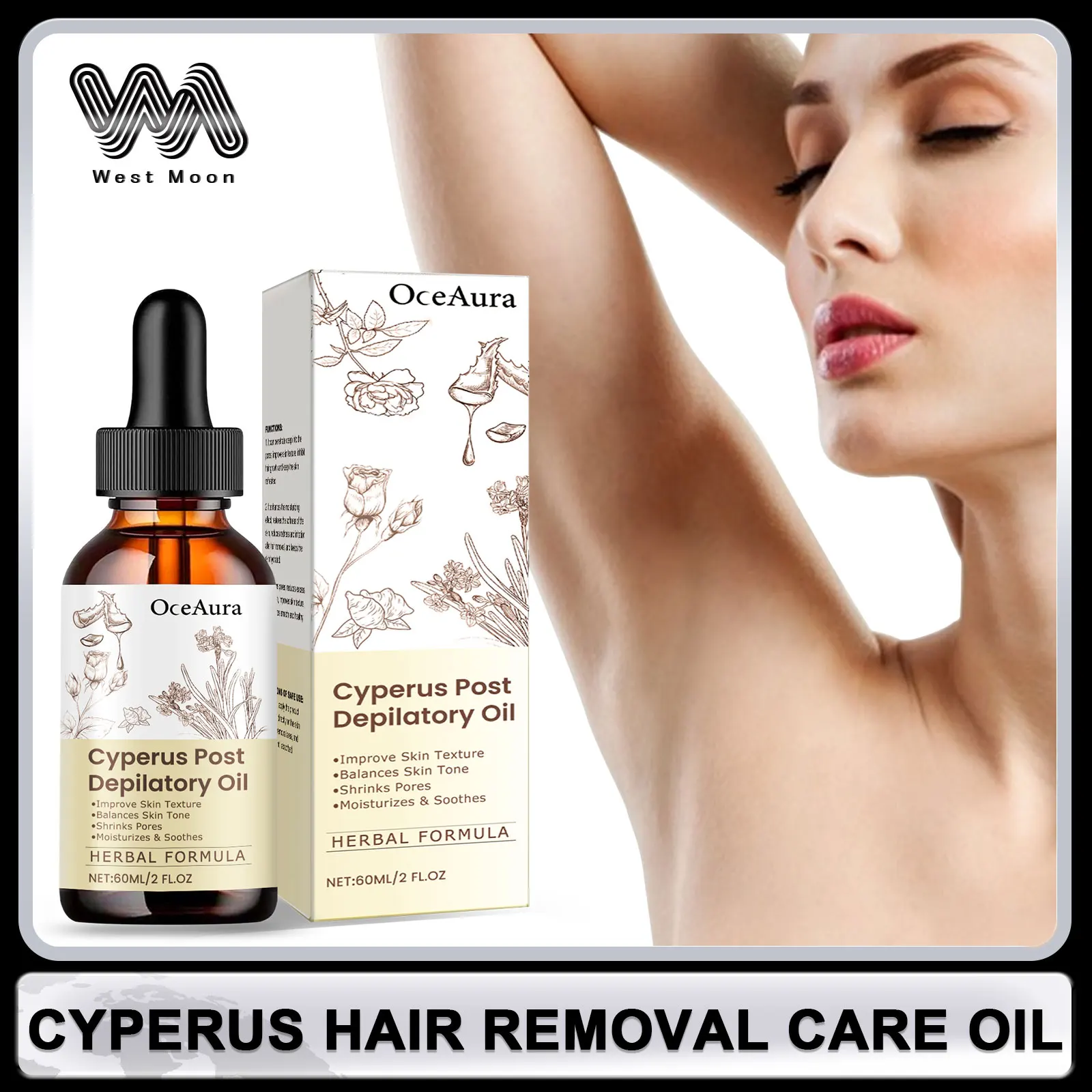 Cyperus Hair Removal Care Oil Anti Redness Hair Growth Inhibition Increase Skin Elasticity Fade Fine Lines Armpit Calm Skin Care