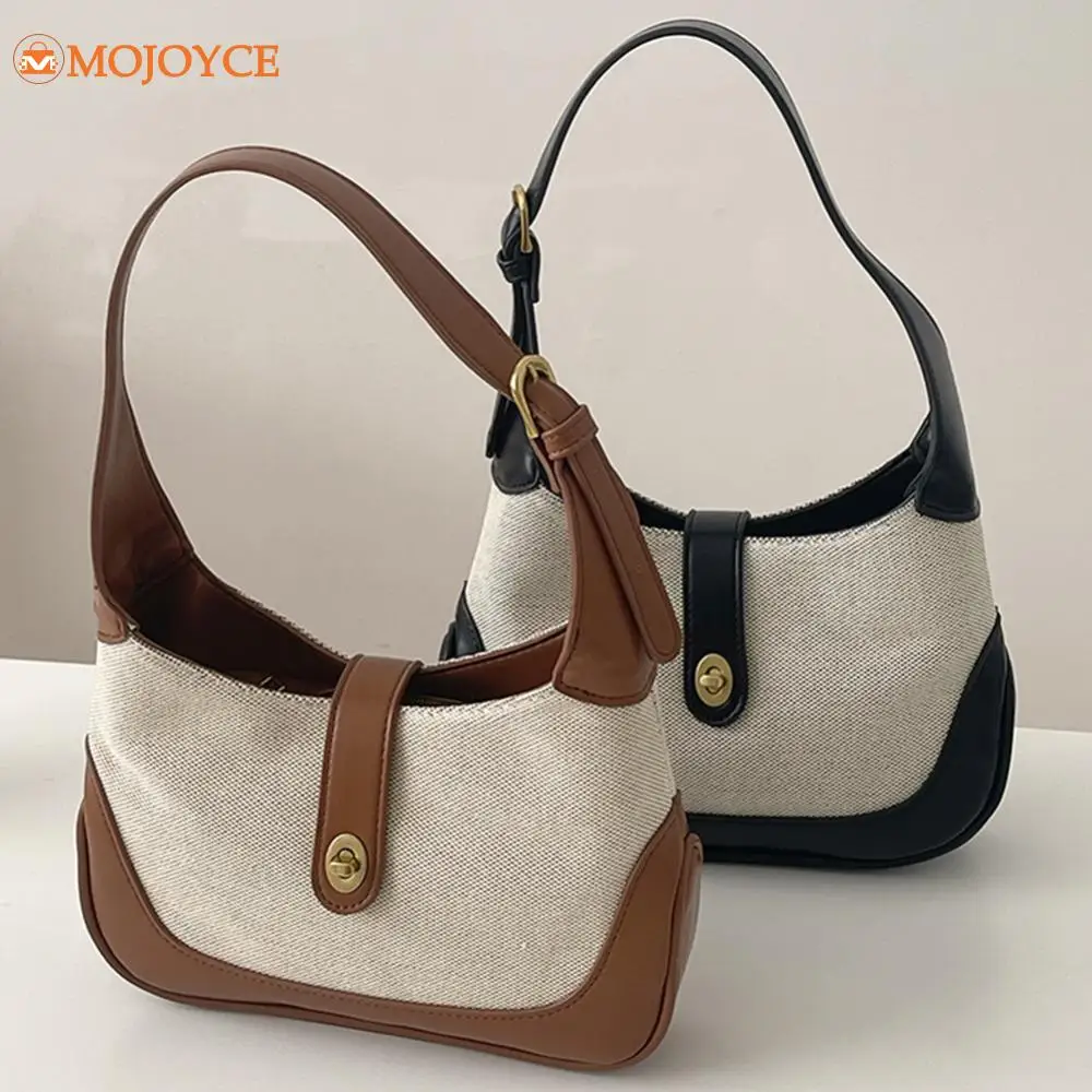 Women's Vintage Dumpling Bag Contrast Color Handbag 2023 Ladies Versatile Shoulder Bag Designer French Bag PU Daily Dating Purse