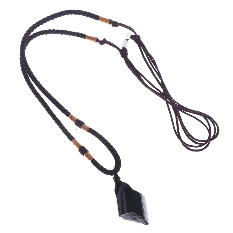 Natural Black Tourmaline Stone Necklace Crystal Pendant