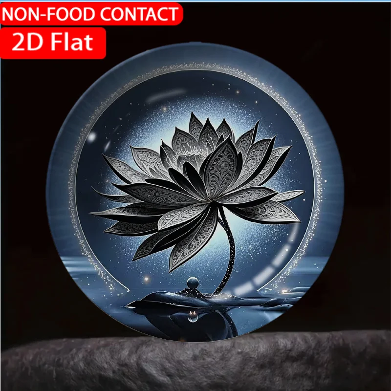 1pc Cosmic Ornamental for Lotus Silver Ceramic Plate Non-food Contact, Home Desk Ornaments, Living Room and Bedroom
