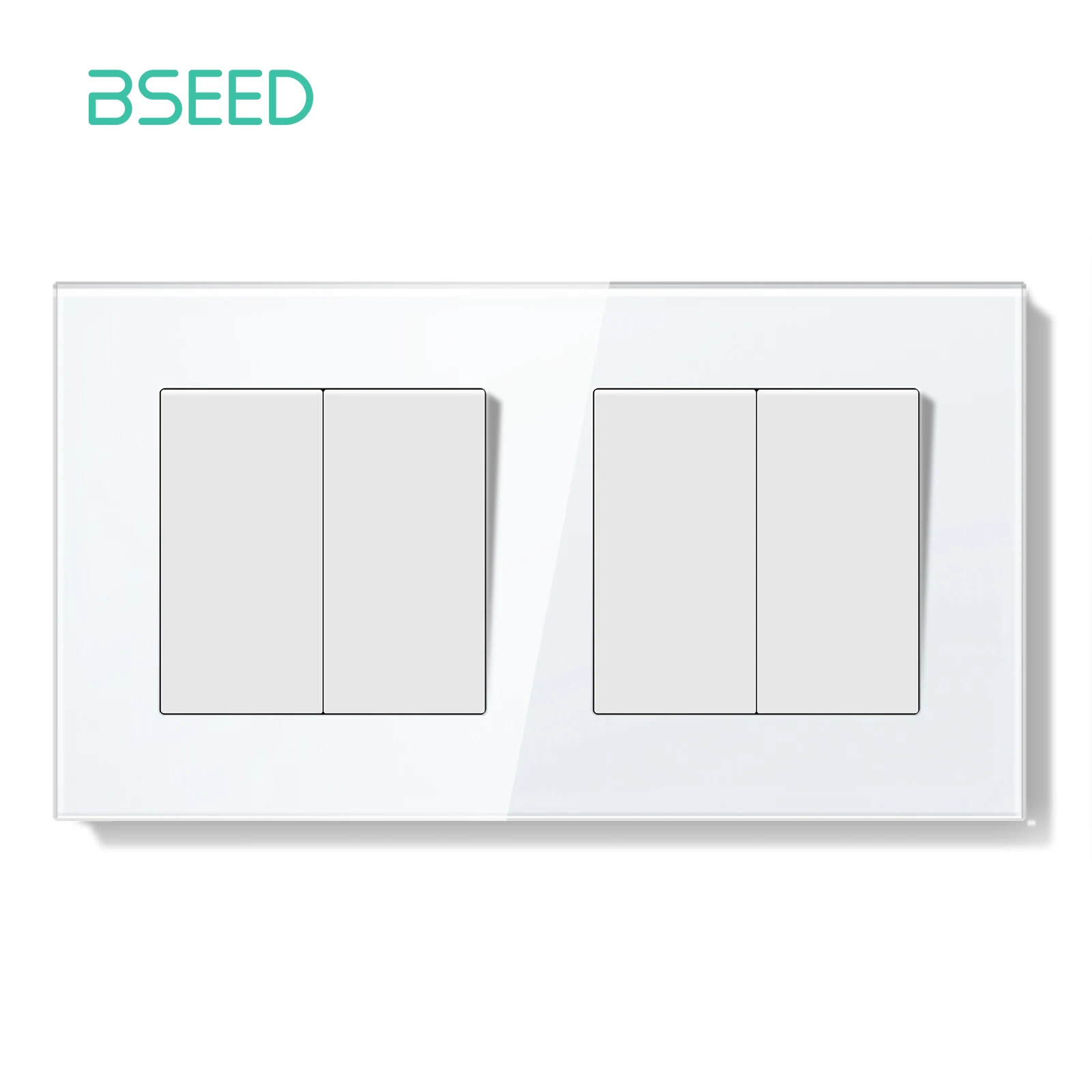 BSEED E-serie mechanische knopschakelaar 1/2Gang 1-weg dubbele lichtschakelaar Drievoudige tuimelschakelaar Glazen paneelschakelaar Aan Uit 250V