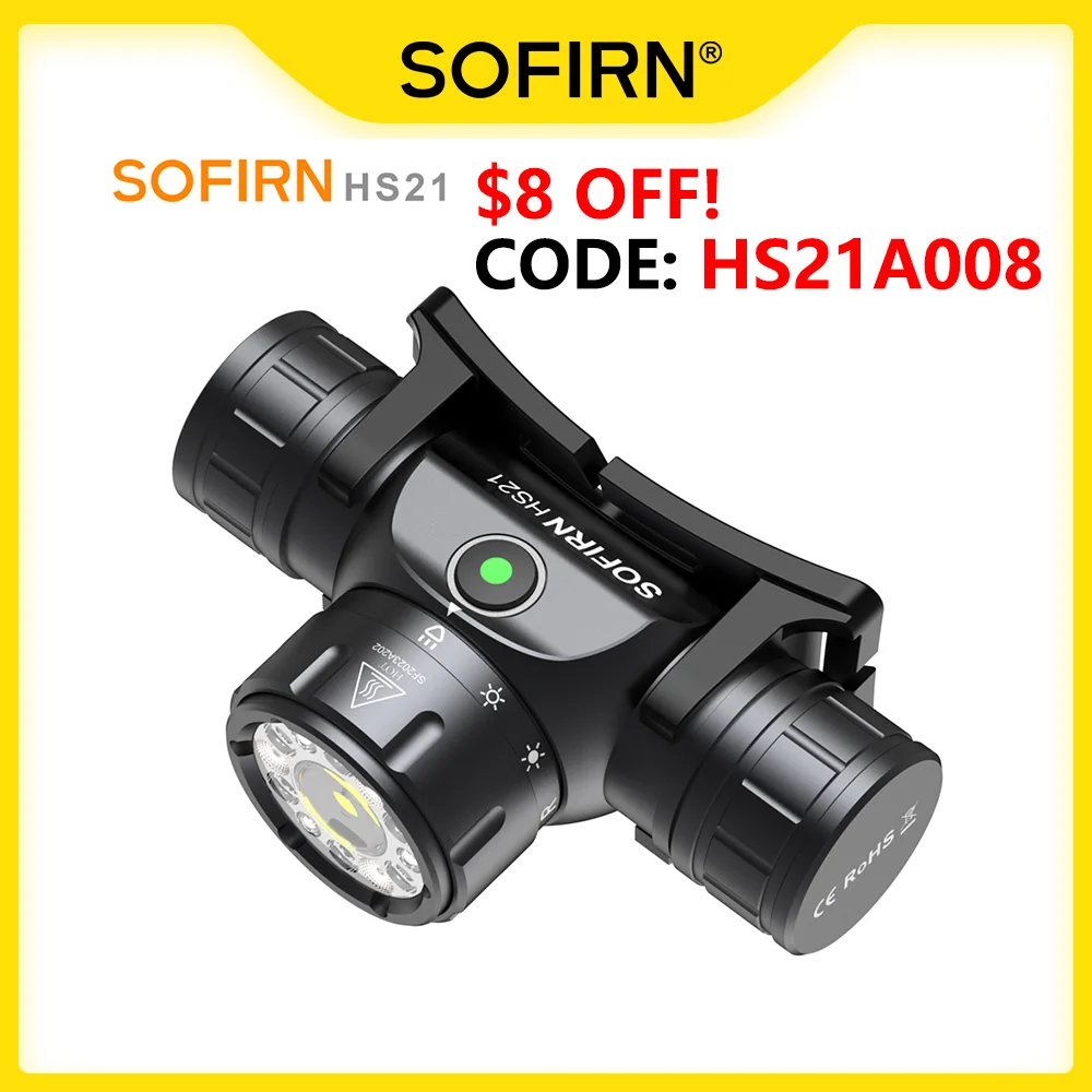 Sofirn HS21 Headlamp 2000lm EDC 18650 USB C Rechargeable Flashlight SFT40 Led Powerful Headlight IP65 Infrared Induction Torch