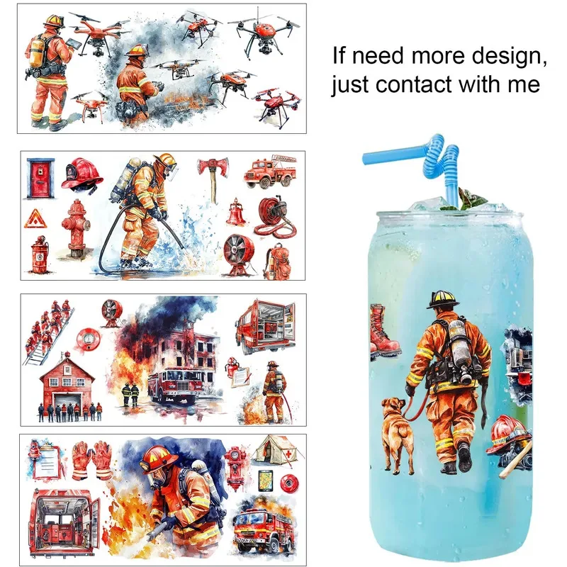 19 Style Cool Firefighter Super Hero UV Sticker Party DIY Decals 3D transfers uvdtf tumbler seal stickers 16oz uv dtf cup wraps