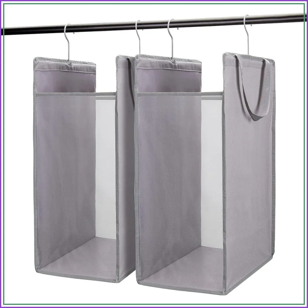 

Hanging Laundry Hamper, Slim Laundry Basket Bag with Handles, Portable Closet Hamper, Mesh Heavy Duty Laundry Bag 2 Pack