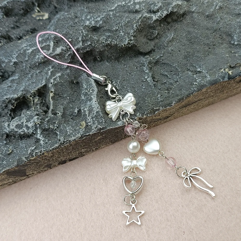 Pendentif perlé, chaîne de téléphone à la mode, porte-clés, sangle de téléphone portable, breloques décoratives perlées pour sac à main, porte-clés de téléphone portable