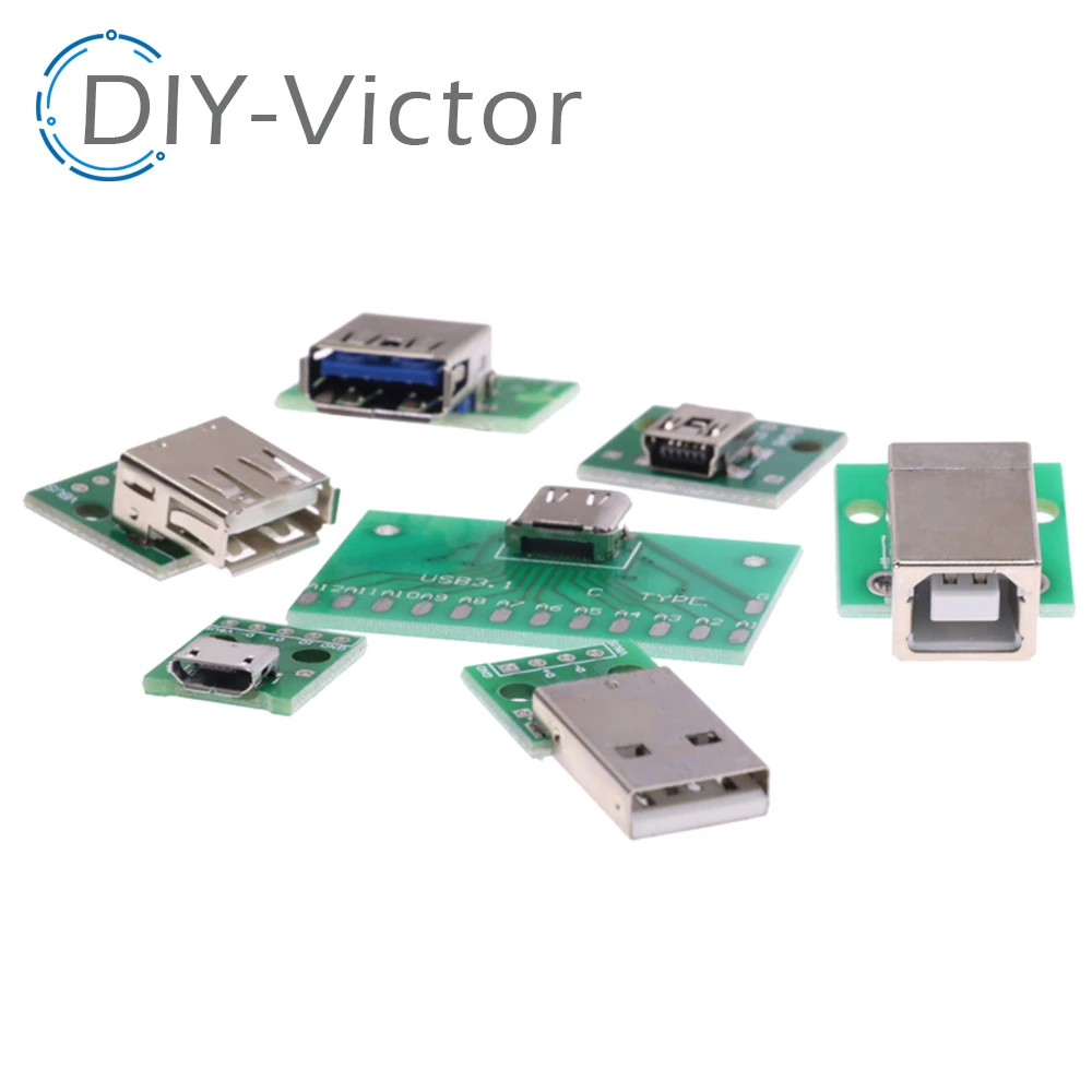 5pcs USB Male Connector / MINI MICRO USB to DIP Adapter female connector 2.54 Connector B Type-C USB2.0 3.0 Female PCB Converter