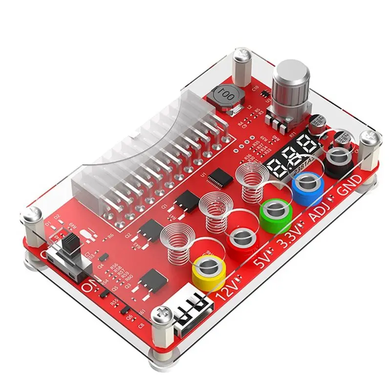 Exquisite-ATX 24Pin Power Supply Splitter ADJ Voltage Knob Touching Sensor Switch Power Module Acrylic Case Kit