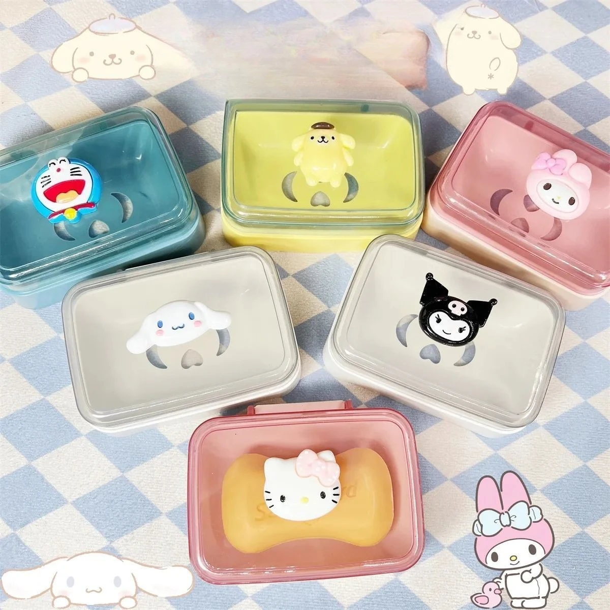 

Cartoon Creative Covered Soap Box Suitable for Dormitories Bathrooms Balconies Cartoon Flip Drainage Soap Box Cute Soap Box