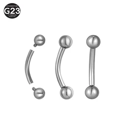 Eyebrow Piercing G23 Titanium Banana Barbell 8/10/12mm Internally Threaded Lip Ring 3/4mm Ball Helix Rook Earrings Lip Jewelry