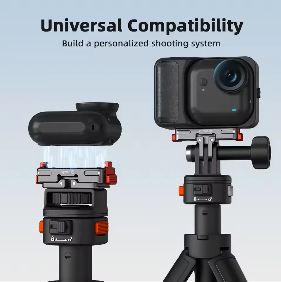 Flymile For Insta360 Go Ultra metal Magnetic Quick Release Adapter Mount Accessories Foldable Dual-Claws Extension Bracket