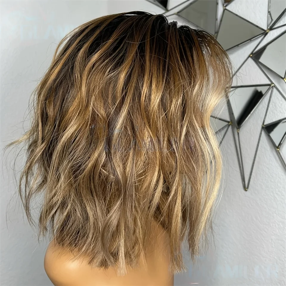 

18-дюймовый парик из натуральных еврейских волос, светлый блонд, с эффектом волны, без клея, на шелковой основе 5x5, с детским волосом и HD-кружевом, европейский, предварительно проработанный.