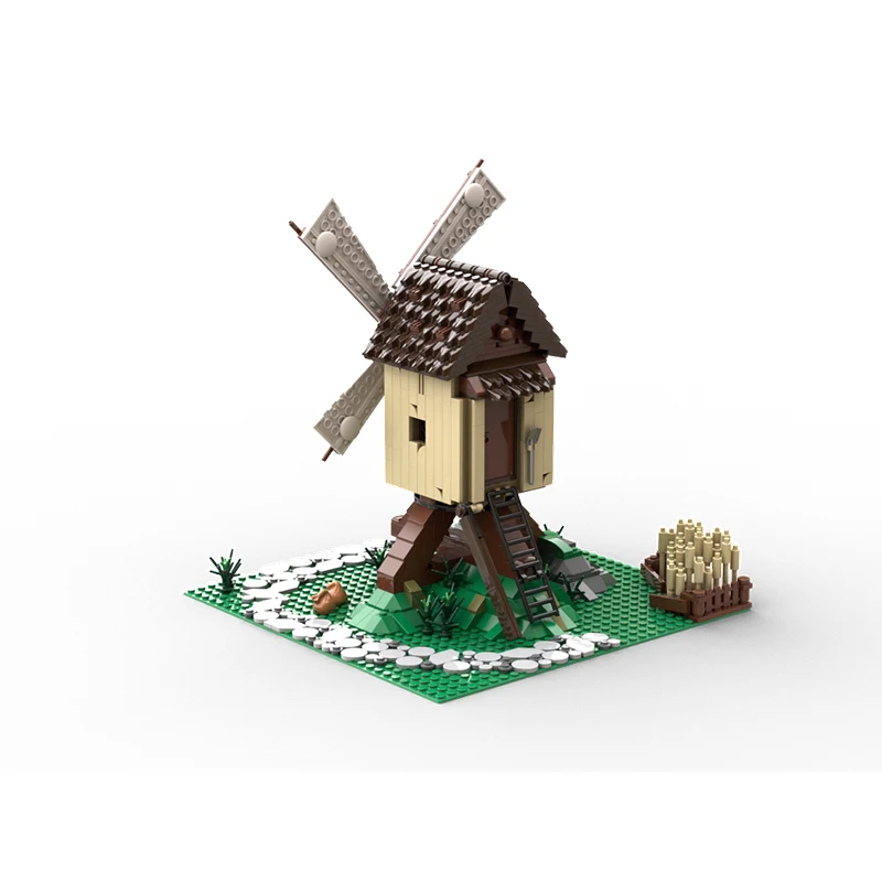 973PCS MOC-238881 Medieval Post Mill Retro Architecture Windmill Hut Model Building Blocks Bricks Kids DIY Assembly Toy Gift