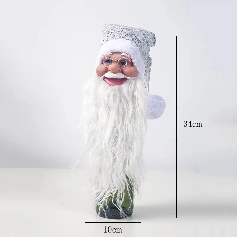 زينة عيد الميلاد سانتا كلوز رئيس غطاء زجاجة النبيذ الأحمر زجاجة الديكور العلوي النسيج شجرة عيد الميلاد الديكور العلوي 2026 #5