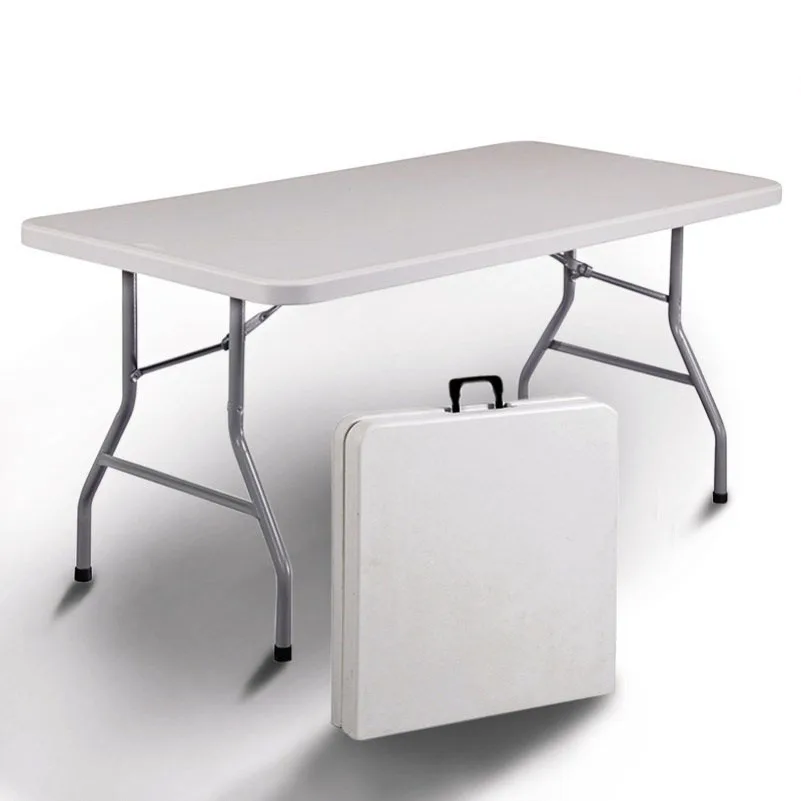 Portable Outdoor Furniture 6ft White Rectangular Plastic Foldable Banquet Catering Bbq Camping Picnic Folding Table