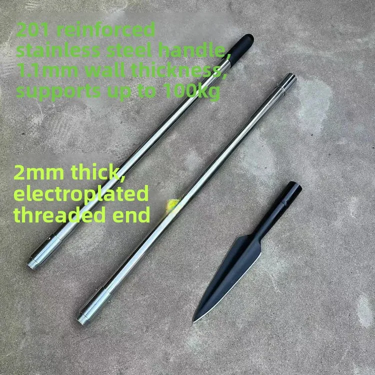 Portable Detachable Pig Spear Long Spear Red Plume Gun Point Shovel King Gun Head Self Defense Tool Martial Arts Equipment
