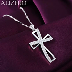 Promotions 45cm 925 sterling silver necklace charm for women cyrstal Cross pendant chain jewelry fashion cute wedding party