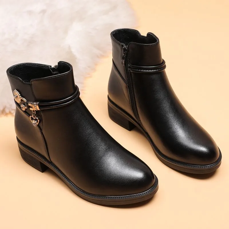 Botas femininas de couro macio 2023 primavera inverno grosso lã forrado couro genuíno mulher botas de neve sapatos femininos botas plataforma botas