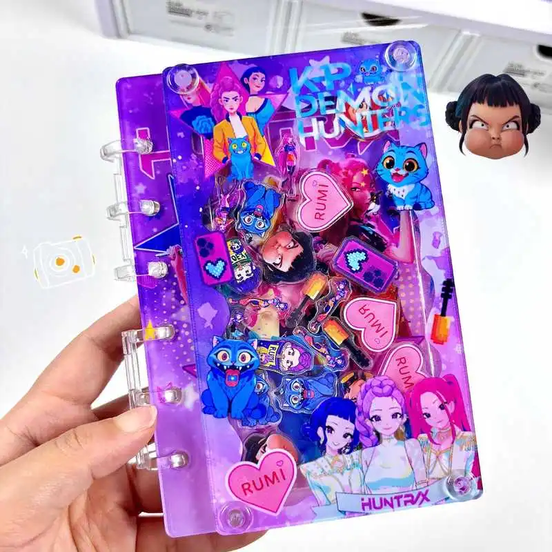 A7 Kpop Demon Hunters Shake Acrylic Notebook Diy Huntr/X Acrylic Notepad Rumi Mira Zoey Saja Popular Loose Leaf Book Anime Gift