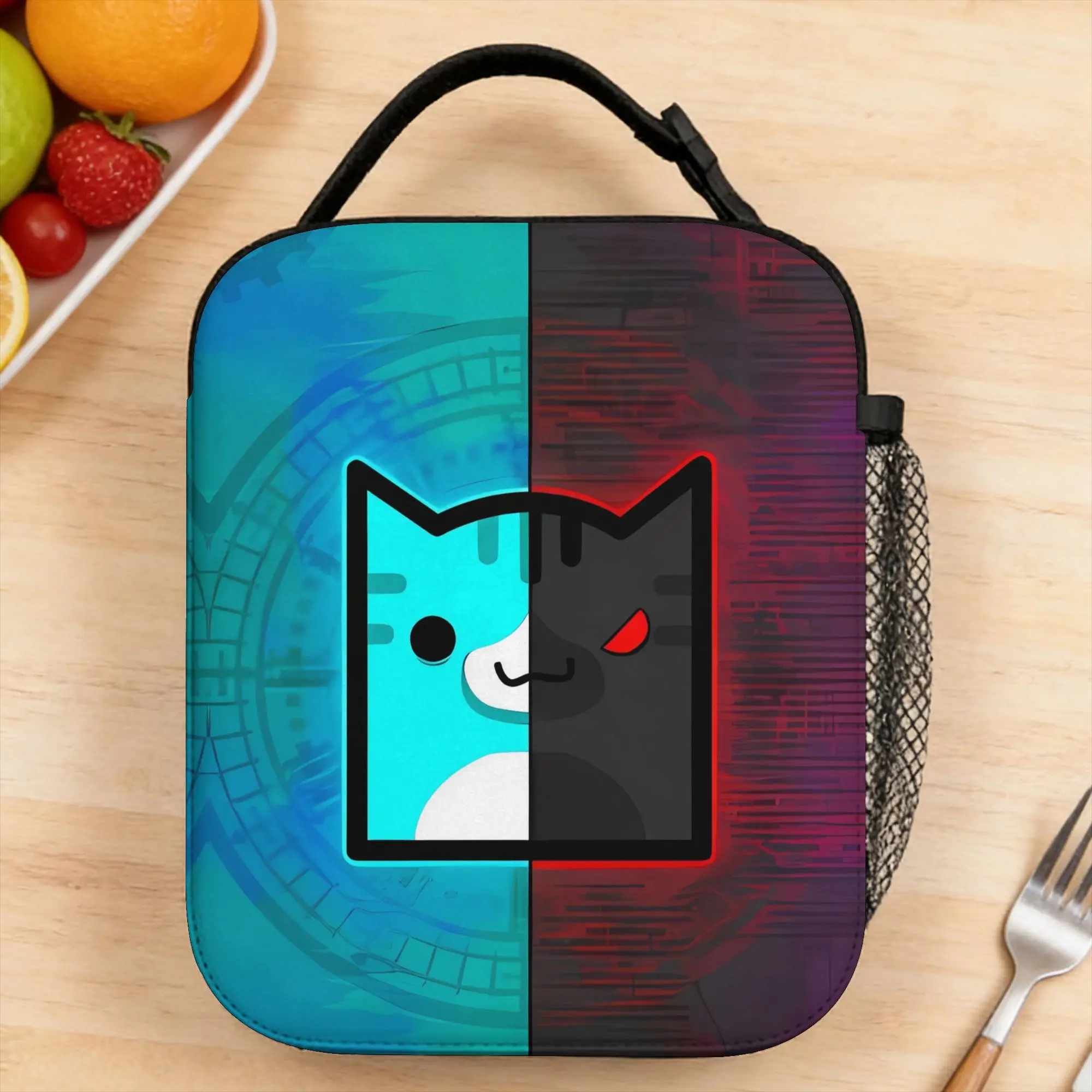 Lunch Bag Geometry Dash Game Music Cute Geometric Travel Lunch Box For Girls  Aesthetic Portable Print Tote Food Bags