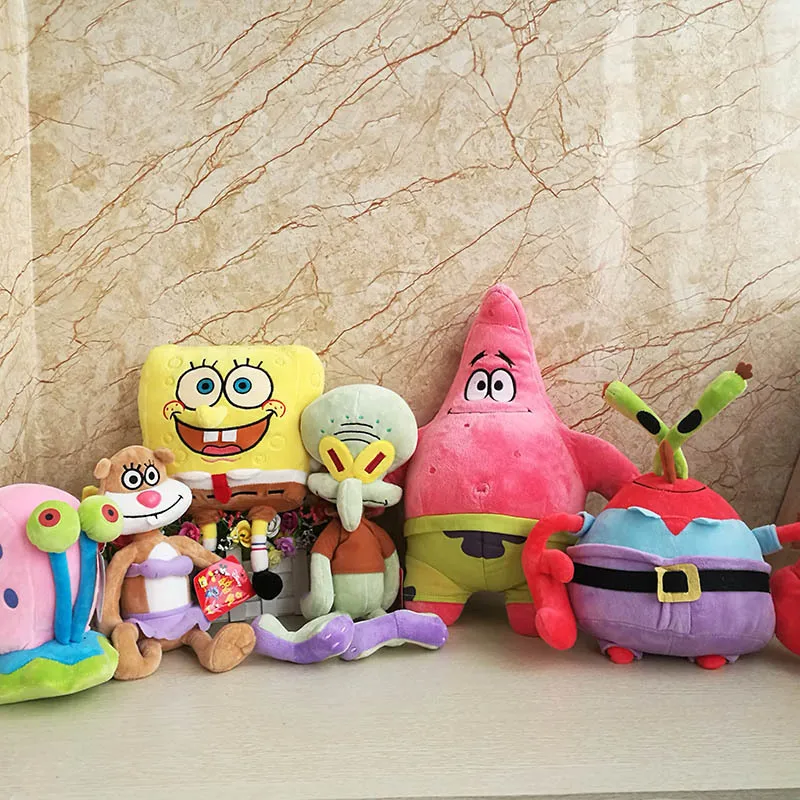 Anime Spongebob Squarepants Patrick Star Squidward Eugene H. Krabs Gary Kawaii Cartoon Stuffed Plush Toys Birthday Gift For Kids