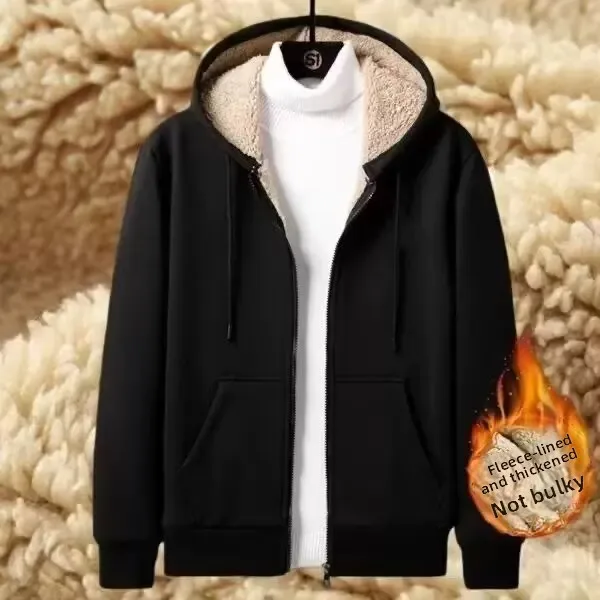 Ladies' Thickened Fleece Hooded Open Cardigan Sweatshirt Casual Loose Style Winter Warm Outerwear Polyester Fabric Zipper Clo...