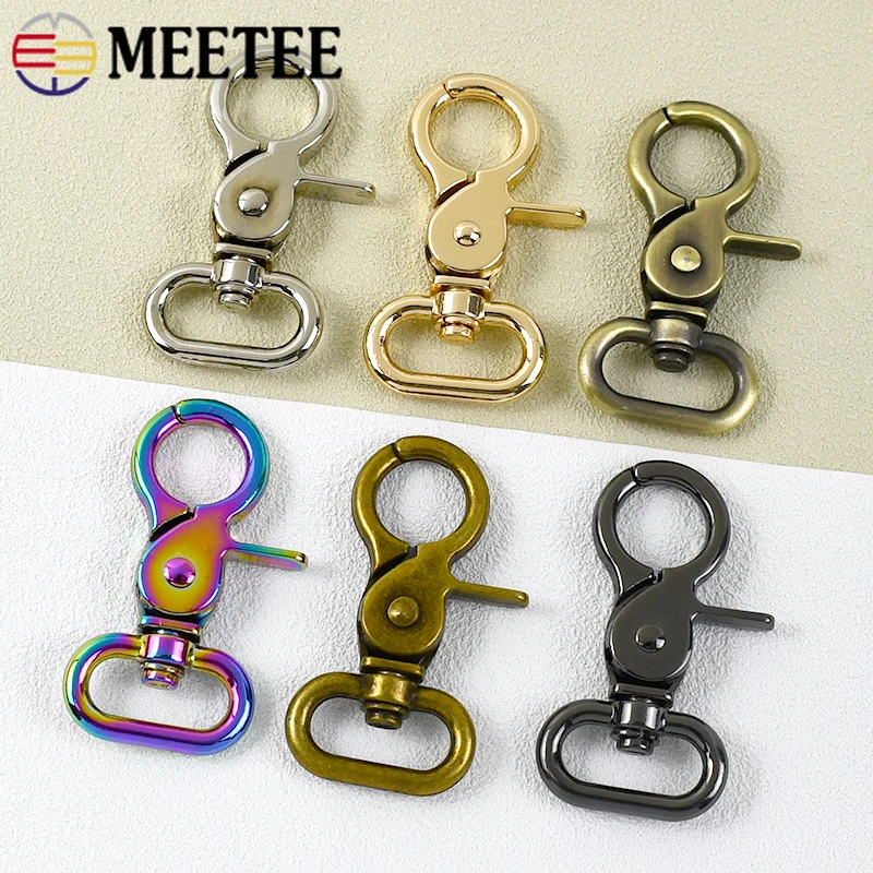 5Pcs Meetee 20-50mm Metal Buckles Swivel Lobster Clasp Bag Strap Trigger Snap Hook Keychain Carabiner Connector DIY Accessories