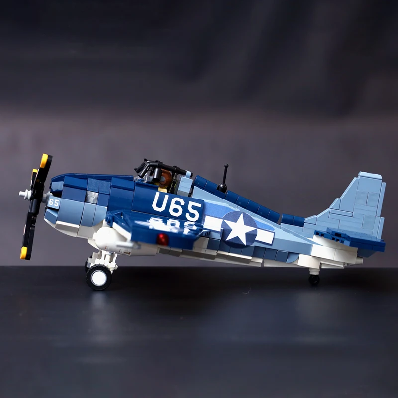 WW2 US Military Fighter FM-2 Wildcat Triple Pack Model Air Force Combat Aircraft MOC Building Blocks Toys Sets Kid\'s Xmas Gifts