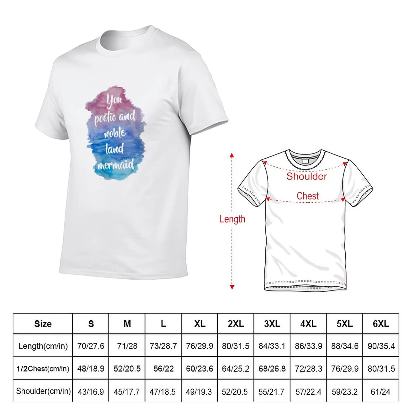 Poetic Noble Land Mermaid Watercolor T-Shirt quick-drying quick drying plus size tops korean fashion sweat shirts, men