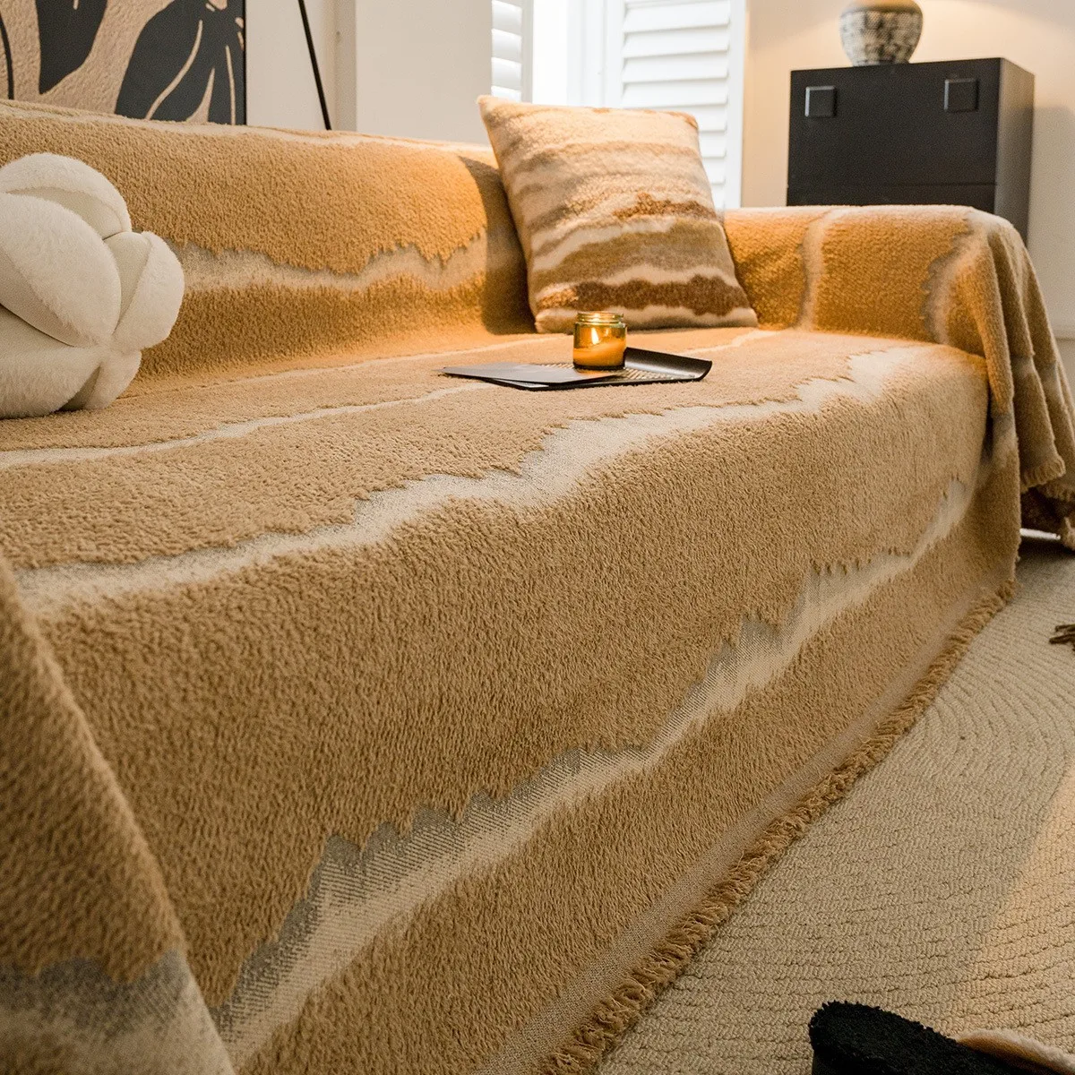 

Двусторонний плюшевый чехол для дивана с резинкой, координатным чехлом для дивана и уютным чехлом для 3-местного дивана