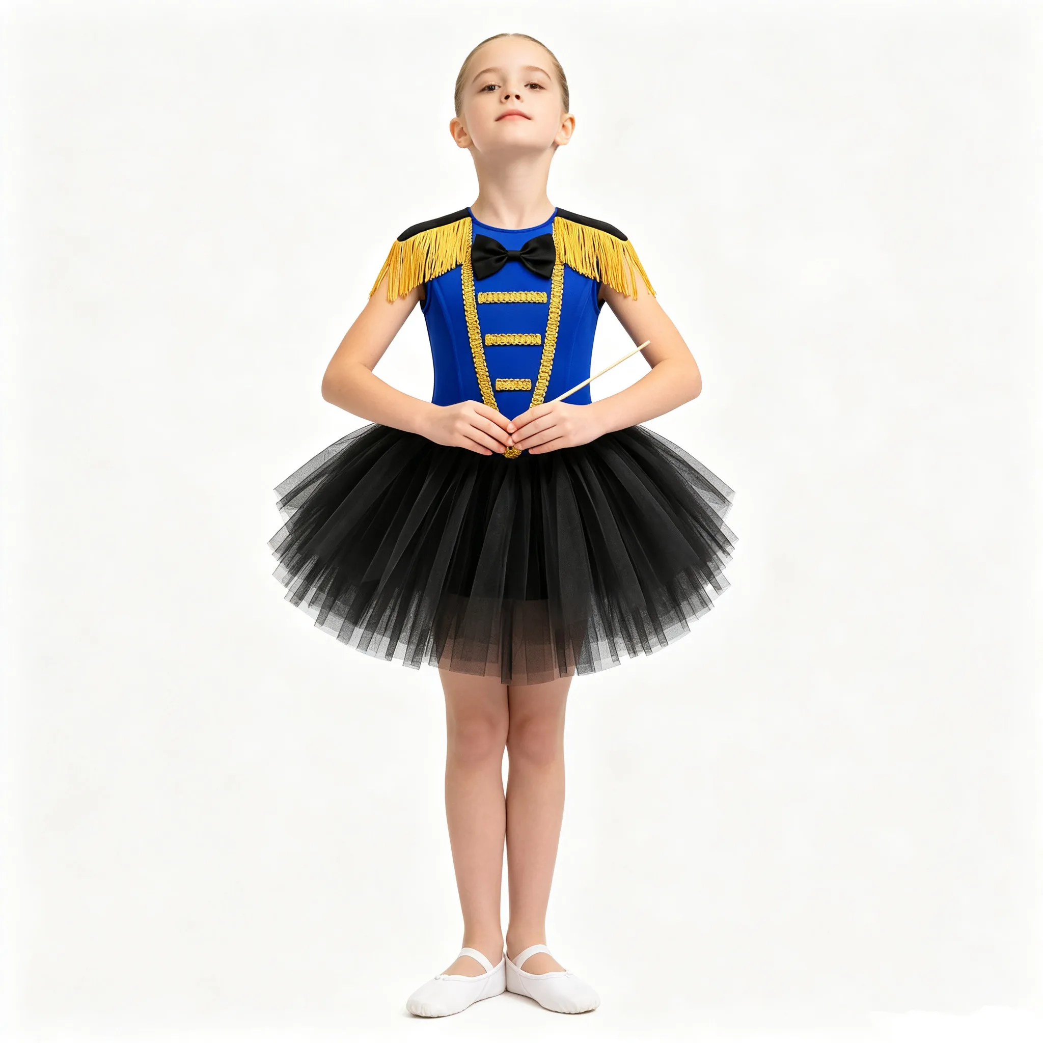 Girls Circus Ringmaster Cosplay Dress Sleeveless Velvet Tulle Ballet Dance Leotard Tutu Halloween Carnival Performance Costume