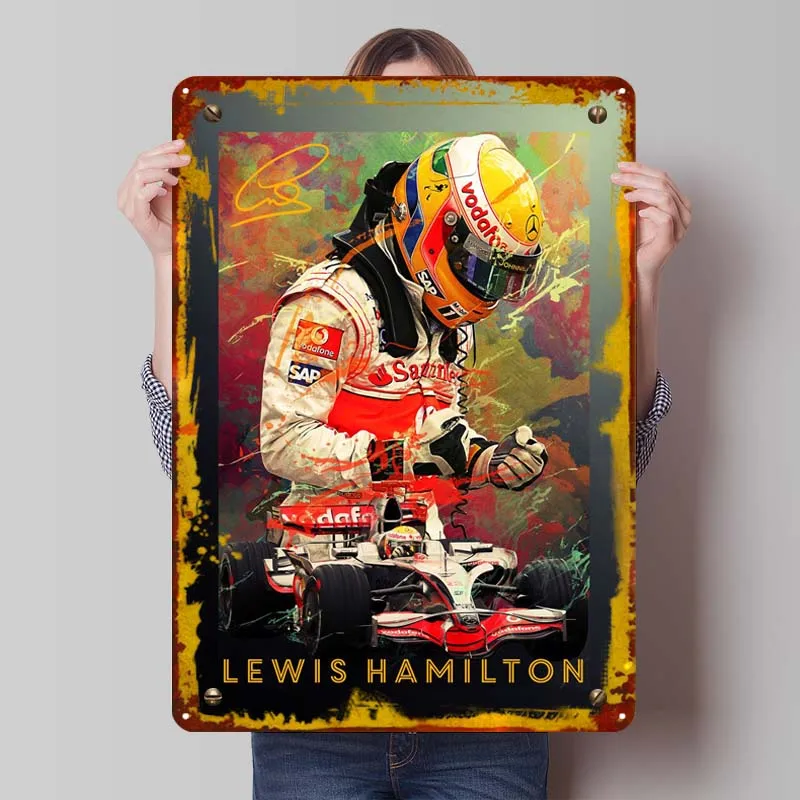 Lewis Hamilton Metal Sign Sports Poster Home Interior Decoration Living Room Customize Tinplate Sign for Wall Art Decoration