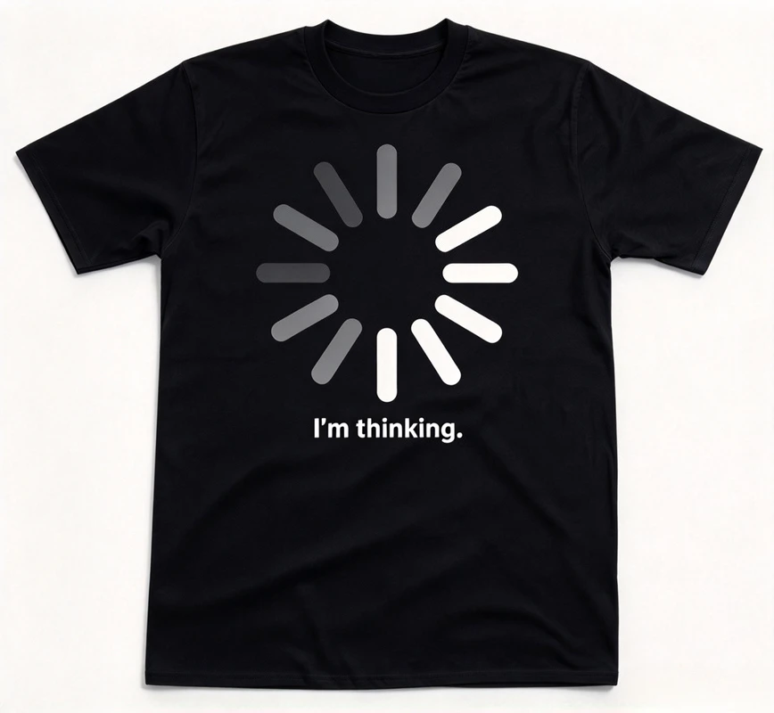 I'm Thinking Loading Circle Print T Shirt Unisex Cotton Short Sleeve Graphic Tee Casual Top Gift for Programmer Coder Tech Lover