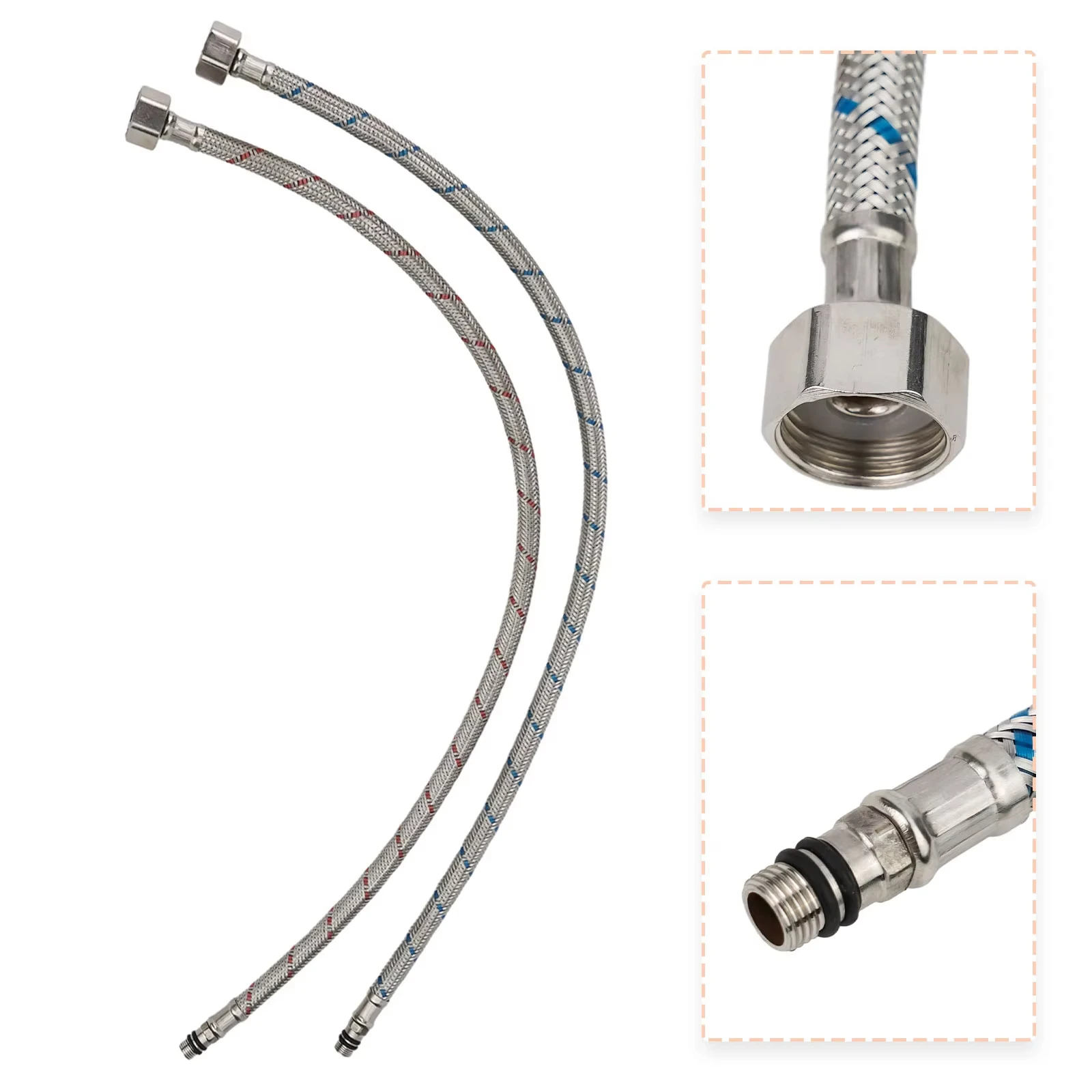 1Pair Single Head Cold and Hot Water Inlet Pipe Stainless Steel Woven Sink Faucet Connector Kitchen Basin Plumbing Hoses