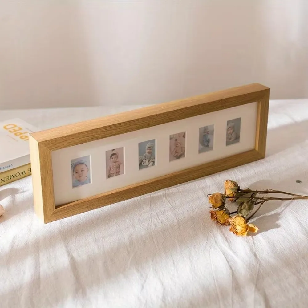 

Vintage Porous Picture Frame Wooden One-inch Photo Photo Frame Baby Keepsake Frame Commemorative Growth Record
