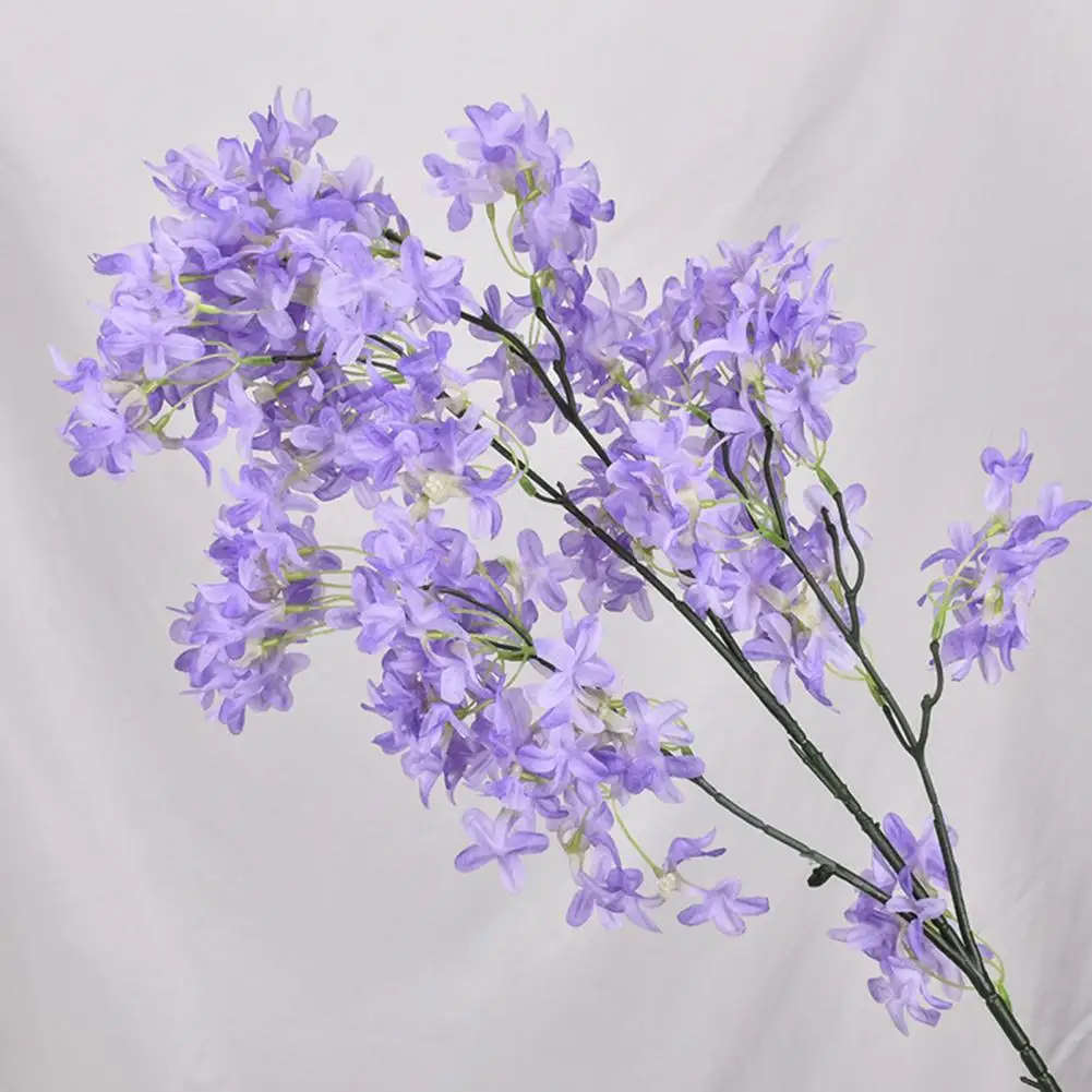 1 Bunch Beautiful Faux Silk Simulation Lilac Flower Realistic Simulation Cross Cherry Blossom Flower Home Decor Decorative