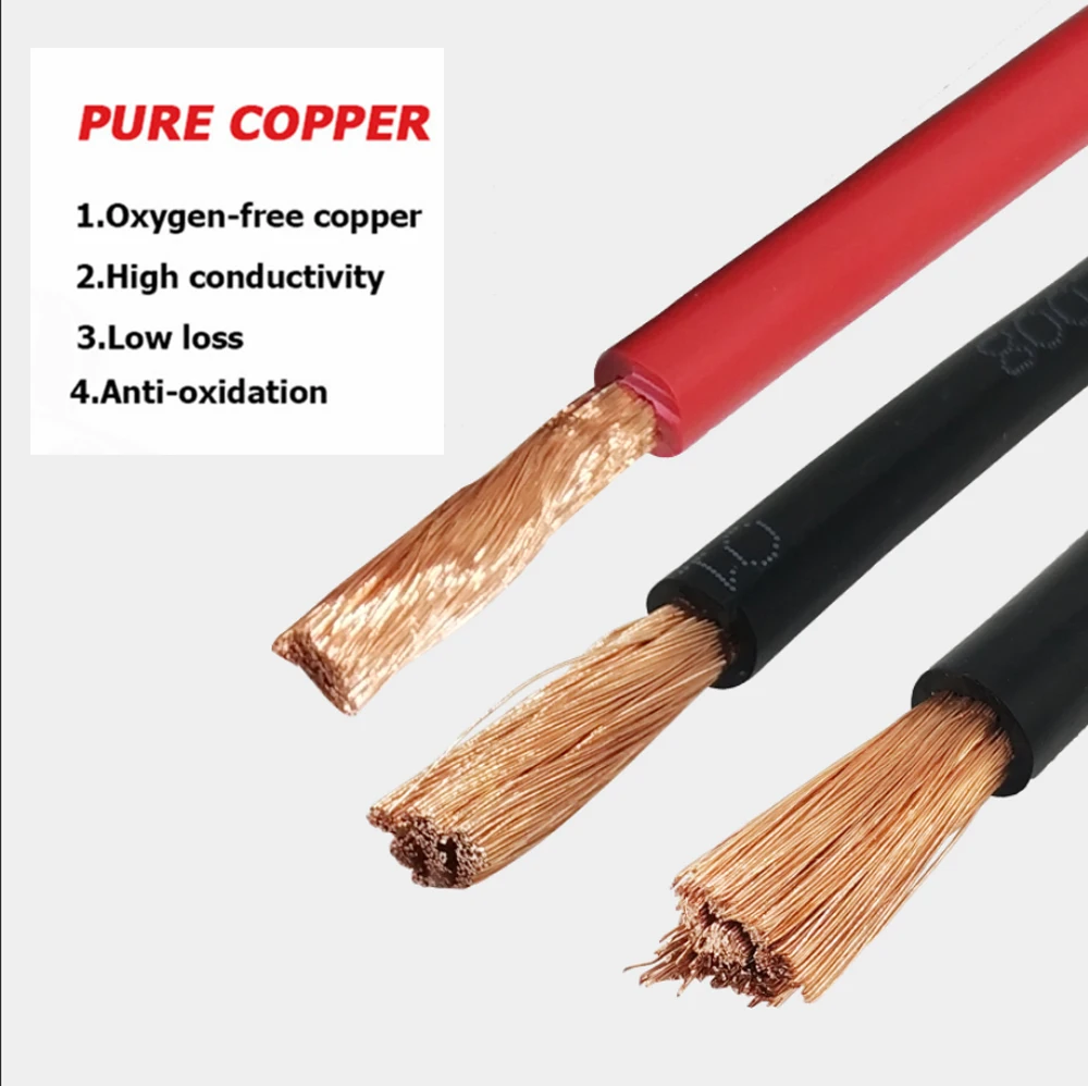 RV Soft Copper Wire 10mm2 16mm2 25mm2 35mm2 Strand Copper Cable Red Black Electrical Wires PVC Power Cables 8awg 6awg 4awg 2awg