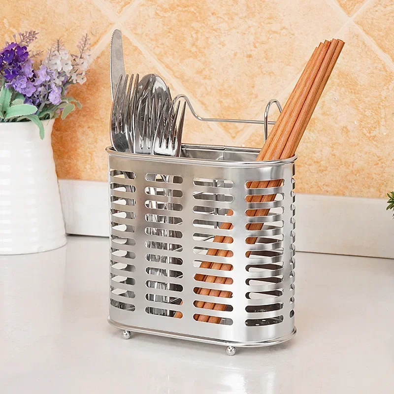 Stainless Steel Chopsticks Cage Multi-function Drain Water Storage Rack Hollow Cutlery Drainer Spoon Fork Knife Shelf Holder