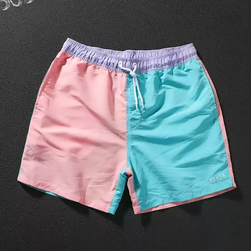Fashion Letter Design Men's Print Shorts Summer Casual Swim Trunks Elastic Waist Board Shorts Funny 3D Gradient Breathable Short