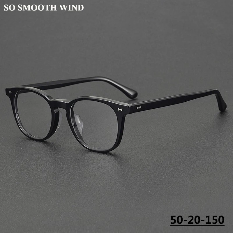 Japanese Retro Square Acetate Glasses Mens Handmade Eyeglasses Frame Women Fashion Round Spectacles Plate Eyewear High Quality