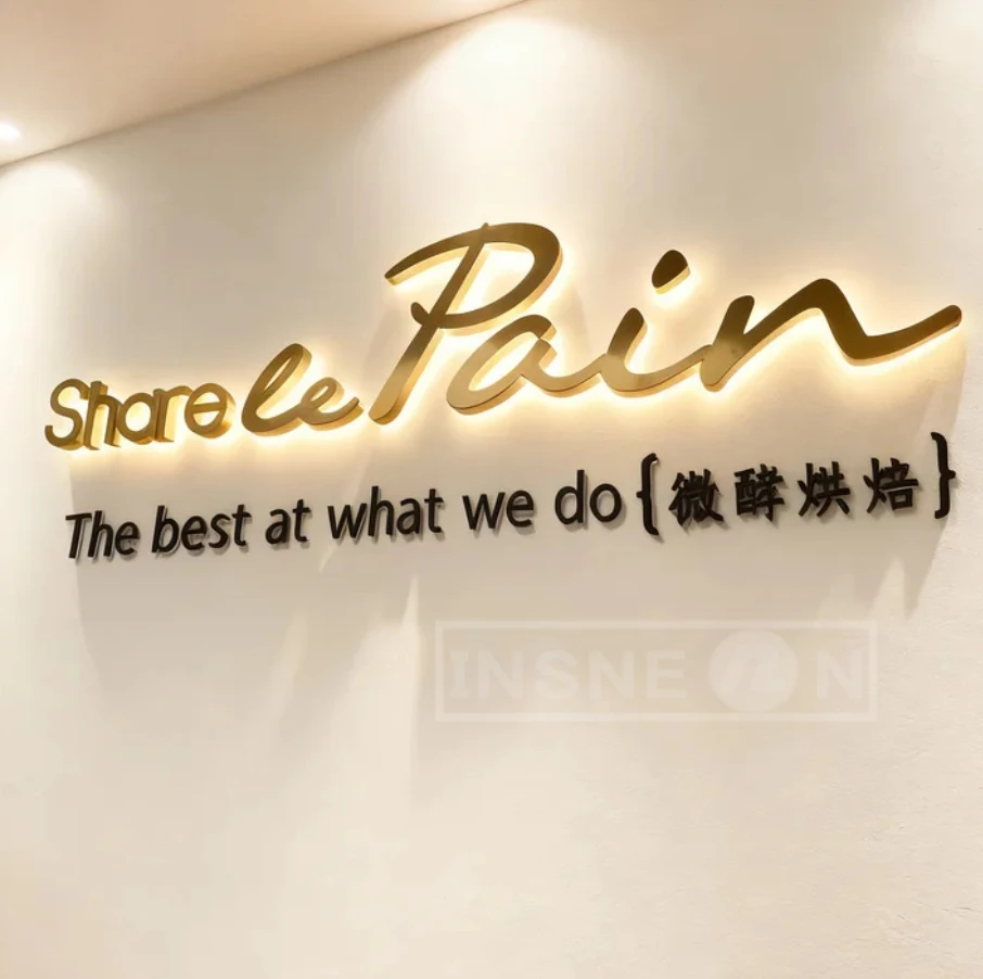 علامة LED ثلاثية الأبعاد قناة مخصصة رسالة شعار واجهة المتجر في الهواء الطلق عنونة لافتات اللوبي مكتب الإعلان النيون بار صالون حلاقة #2