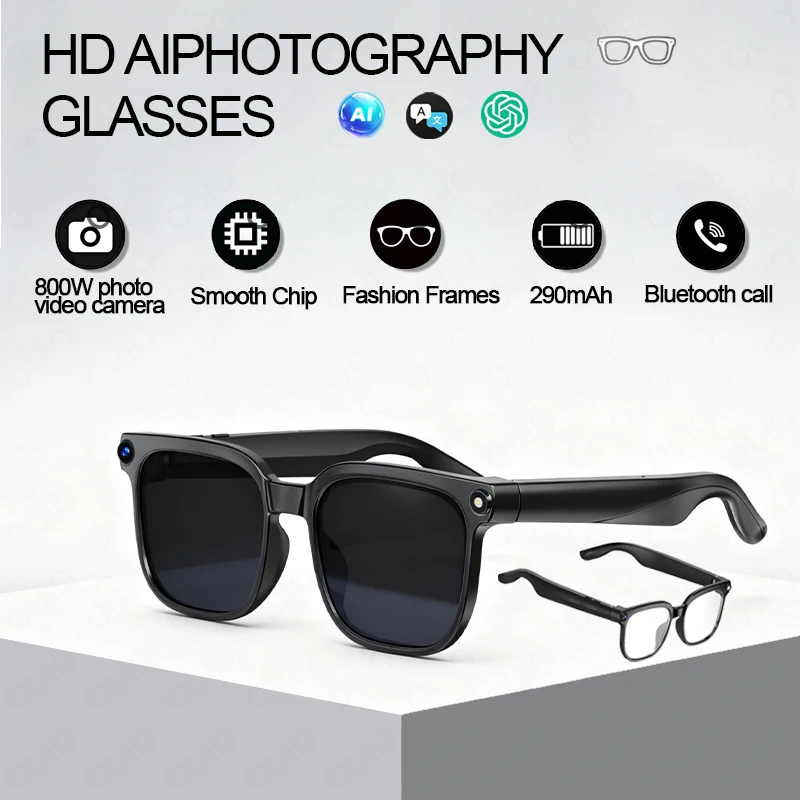 

2025 New AI Smart 800W Camera Smart Glasses Remote Photography HD Video Bluetooth Call 290mah Directional Sound Smart Glasses