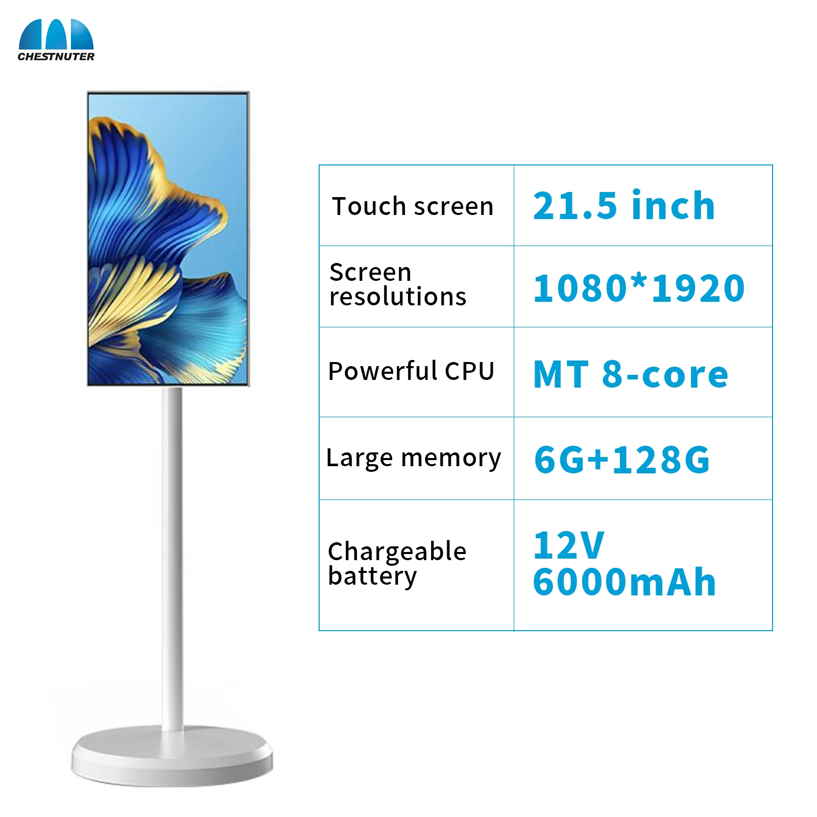 hot products 22 inch Android12 smart interact screen built-in battery with usb wifi moveable stand hd touch Lcd smart tv