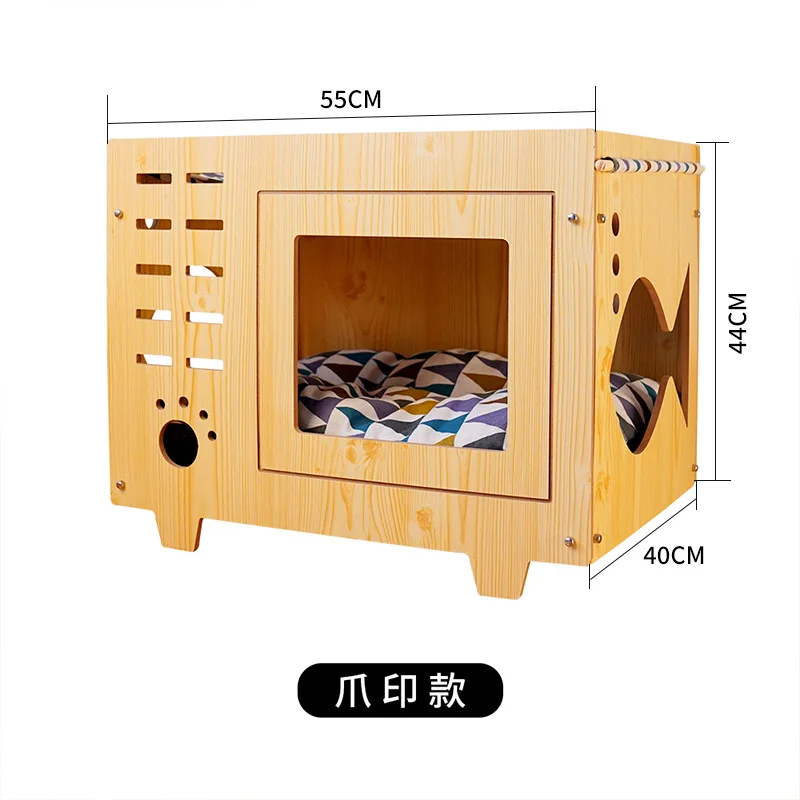 Cat House Dog House Wooden Double-layer Hammock Integrated Cat Supplies Soft Cushion Hollowed Out Splicing Assembly