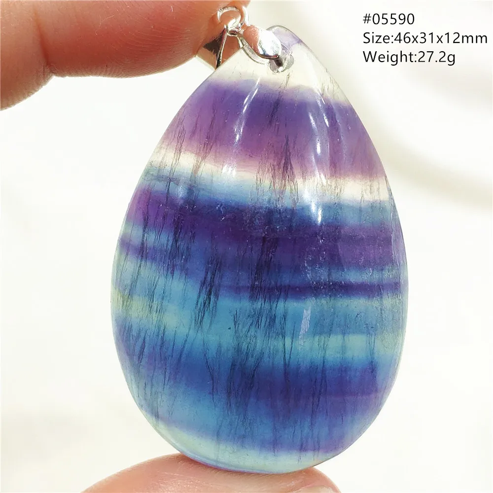 Natural Purple Blue Fluorite Quartz Pendant Necklace Jewelry Water Drop Blue Red Fluorite Crystal Rainbow For Woman Men AAAAA